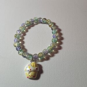 Cupcake Glass Bead Charm Bracelet